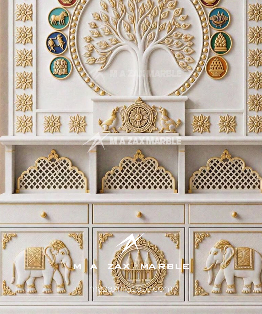 Vietnam White Marble Jain Mandir for Home | Luxury Marble Jain Temple - Image 3