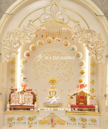 Medium Size Jain Marble Temple for Home | Premium White Marble Jain Mandir Design