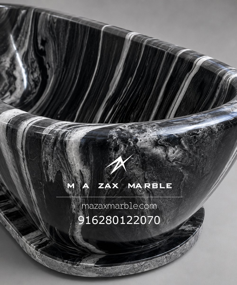 Italian-Inspired Luxury, Premium Baslana Black Marble Bathtub. 🖤 - Image 2