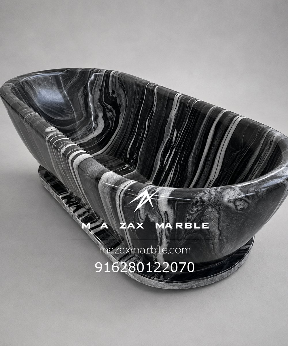 Italian-Inspired Luxury, Premium Baslana Black Marble Bathtub. 🖤