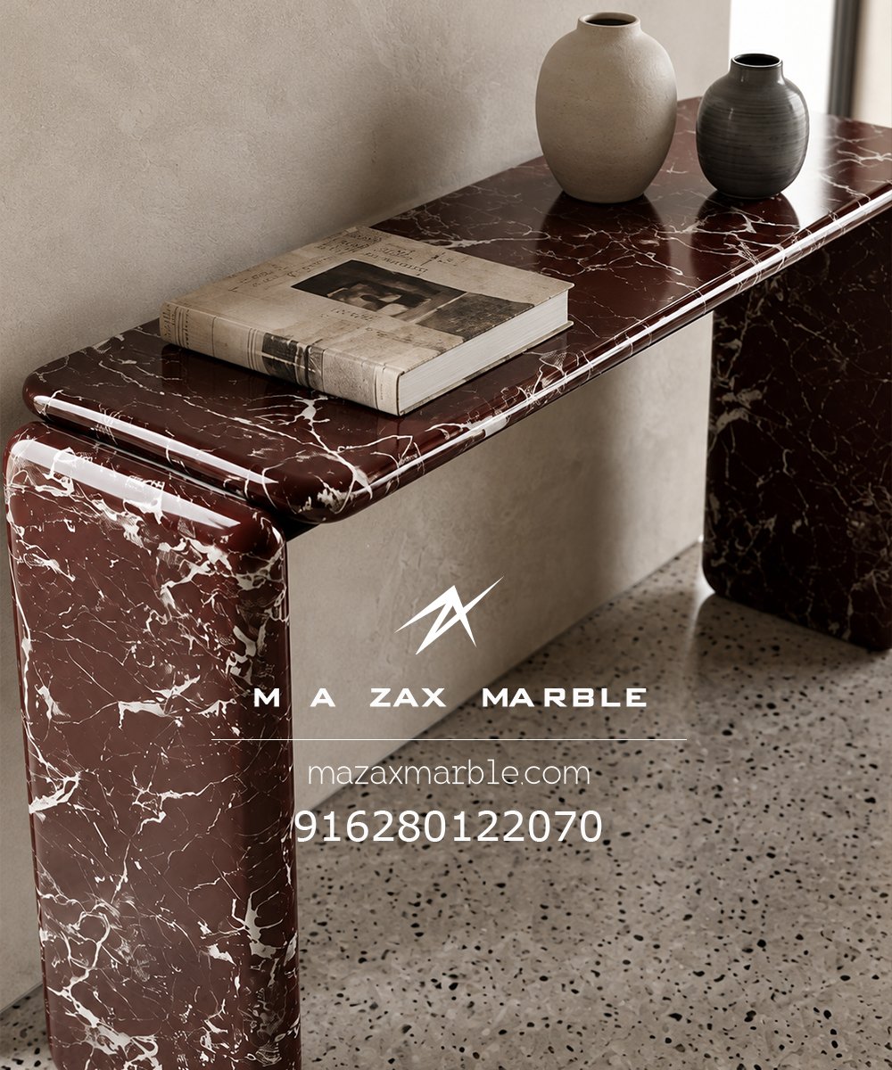 Rosso Levanto Marble Console Table | Luxury Handcrafted Marble Furniture - Image 2