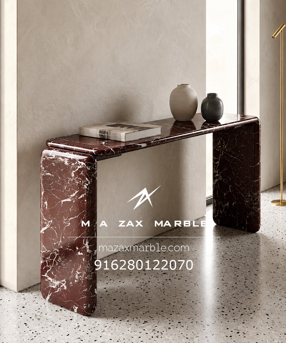 Rosso Levanto Marble Console Table | Luxury Handcrafted Marble Furniture - Image 3