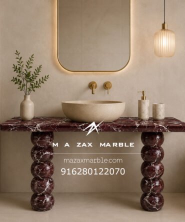 Rosso Levanto Marble Console Table | Luxury Sculptural Stone Furniture
