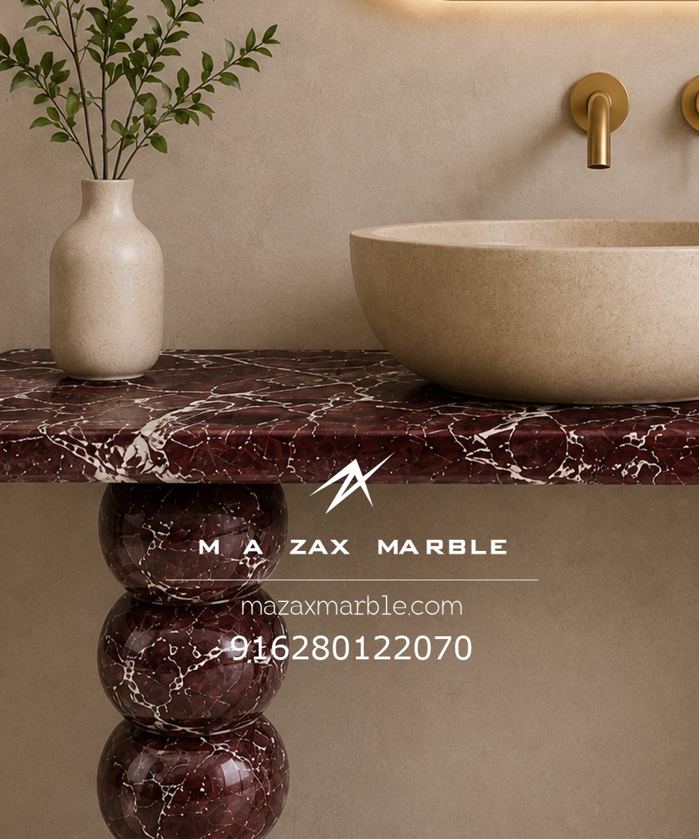 Rosso Levanto Marble Console Table | Luxury Sculptural Stone Furniture - Image 2