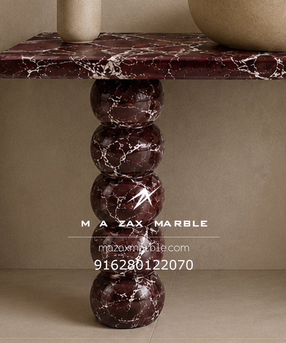 Rosso Levanto Marble Console Table | Luxury Sculptural Stone Furniture - Image 3